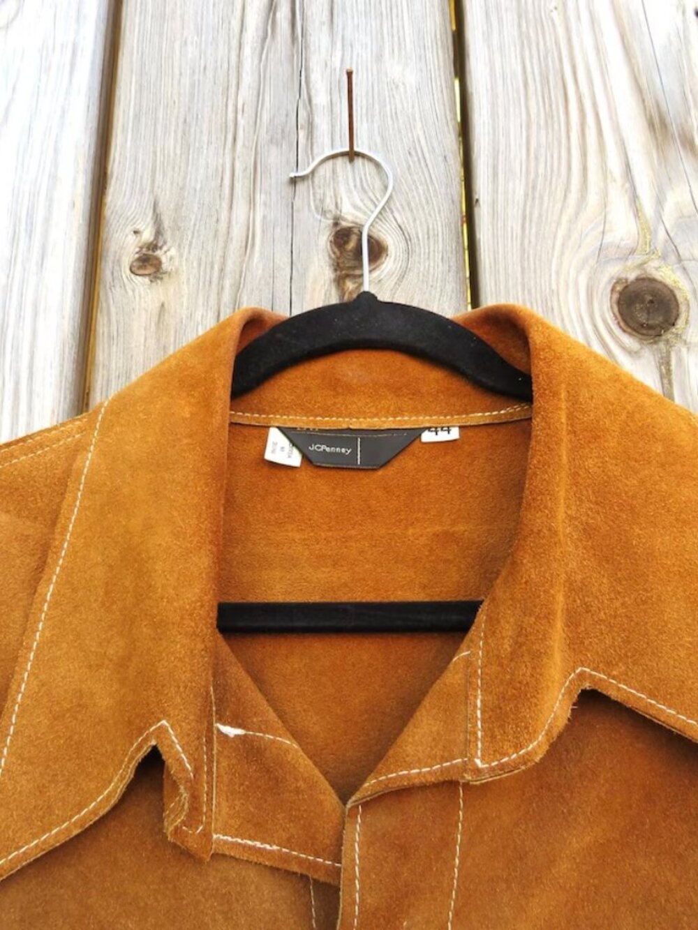1970s Suede Jacket Mens 44 JC Penney Western Leather Shirt Jacket - Picture 4 of 9